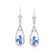 1.20 ct. t.w. Sapphire and .96 ct. t.w. Diamond Pear-Shaped Hoop Drop Earrings in 14kt White Gold