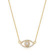 .35 ct. t.w. CZ Evil Eye Necklace in 18kt Gold Over Sterling