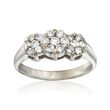 C. 2000 Vintage .84 ct. t.w. Diamond Triple Cluster Ring in 14kt White Gold