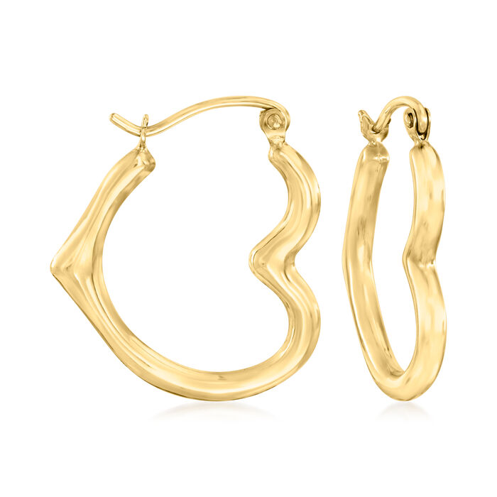 10kt Yellow Gold Heart-Shaped Hoop Earrings