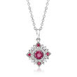 .30 ct. t.w. Ruby and .20 ct. t.w. Diamond Pendant Necklace in 14kt White Gold
