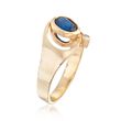 C. 1980 Vintage .95 Carat Blue Synthetic Spinel Ring With Diamond Accent in 14kt Yellow Gold