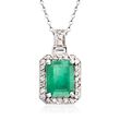 2.50 Carat Emerald and .30 ct. t.w. Diamond Pendant Necklace in 14kt White Gold
