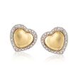 C. 1990 Vintage 1.05 ct. t.w. Diamond Heart Earrings in 18kt Yellow Gold