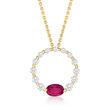 .60 Carat Ruby and .51 ct. t.w. Diamond Circle Necklace in 18kt Yellow Gold