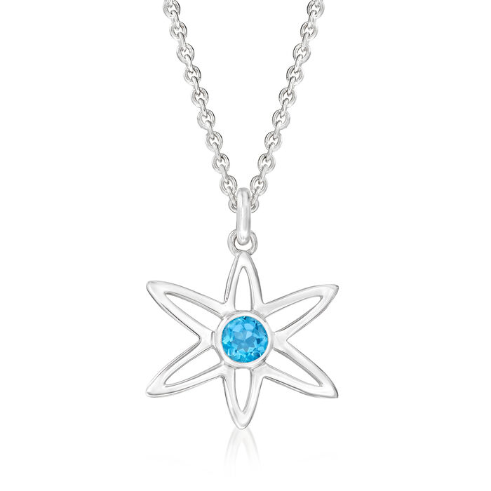 Zina Sterling Silver &quot;Galaxy&quot; .40 Carat Swiss Blue Topaz Pendant Necklace