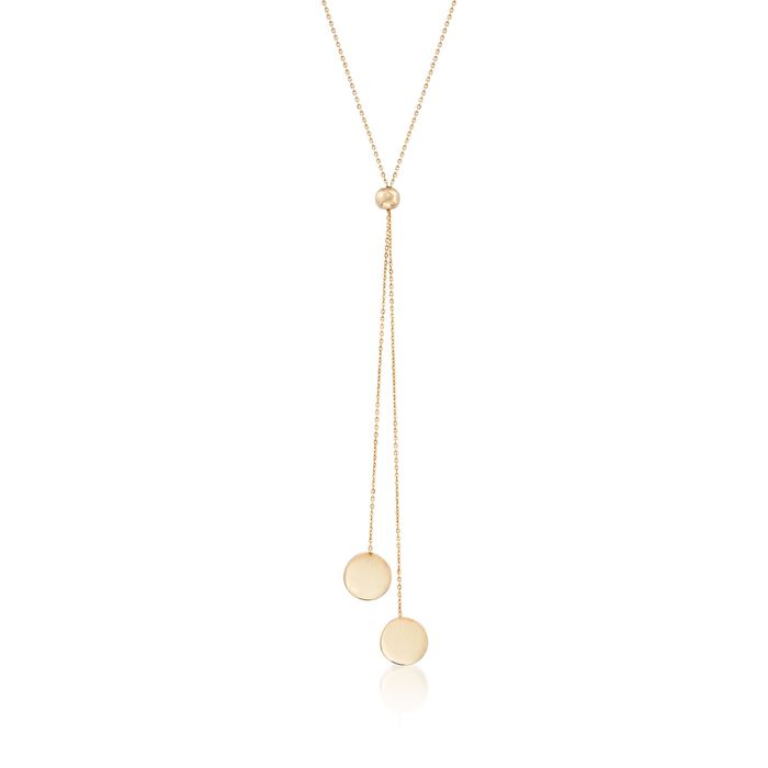 14kt Yellow Gold Lariat Disc Necklace