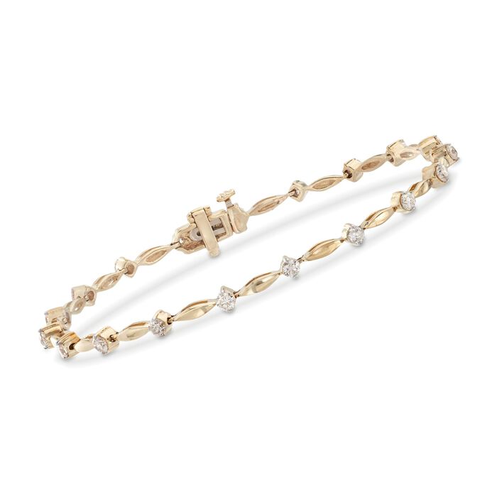 1.25 ct. t.w. Diamond Station and Marquise Link Bracelet in 14kt Yellow Gold
