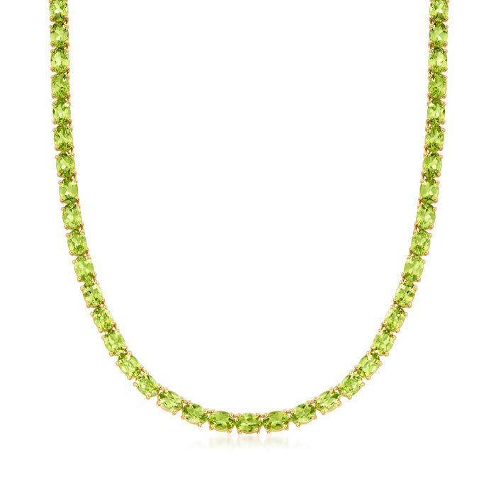 40.00 ct. t.w. Peridot Tennis Necklace in 18kt Gold in Sterling