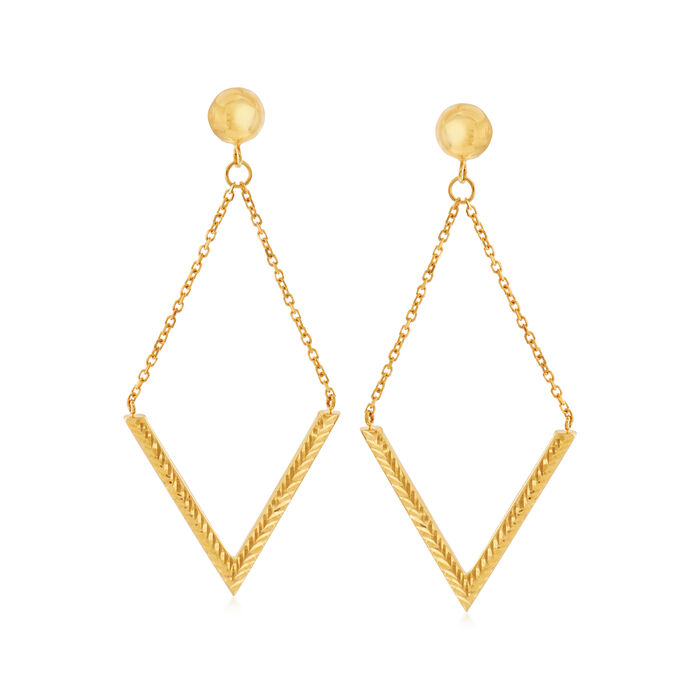 Italian 14kt Yellow Gold Open Diamond-Shape Drop Earrings
