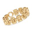 Italian 18kt Yellow Gold Textured and Polished Panther-Link Bracelet