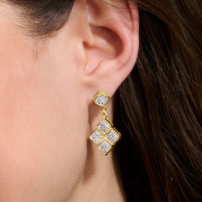 .50 ct. t.w. Diamond Drop Earrings in 18kt Gold Over Sterling