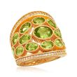 7.40 ct. t.w. Peridot and .80 ct. t.w. White Zircon Ring in 18kt Yellow Gold Over Sterling Silver