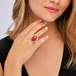 C. 1980 Vintage Fire Opal and 3.29 ct. t.w. Diamond Ring in Platinum