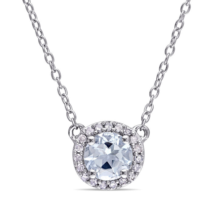 .70 Carat Aquamarine Necklace with Diamond Accents in Sterling Silver