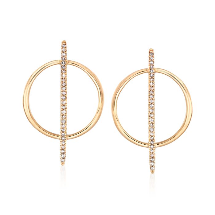 .12 ct. t.w. Diamond Bar and Circle Drop Earrings in 14kt Yellow Gold