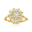 C. 1980 Vintage Jose Hess .95 ct. t.w. Diamond Cluster Ring in 14kt and 18kt Yellow Gold