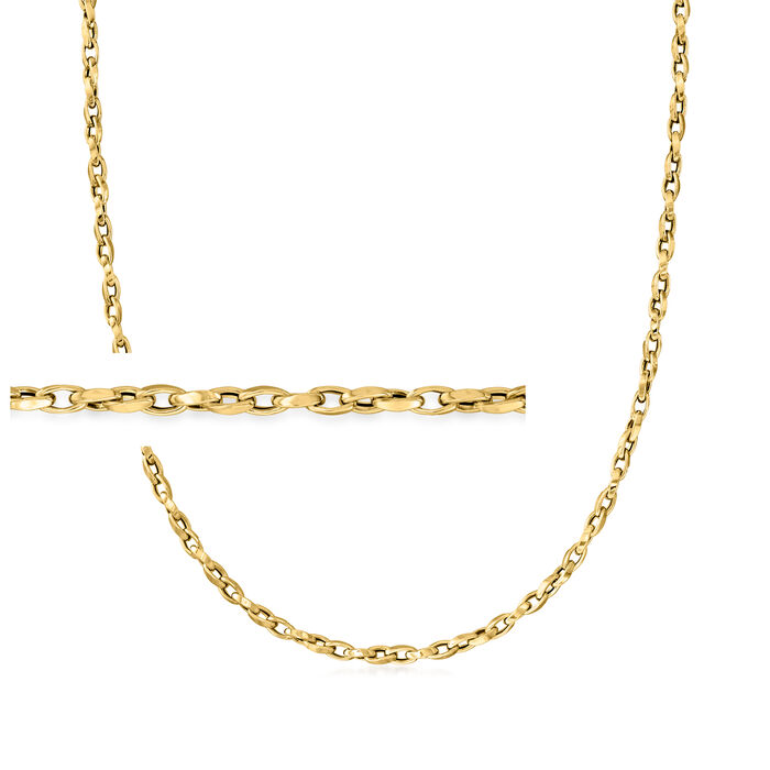 Italian 3mm 14kt Yellow Gold Elongated Cable-Link Necklace