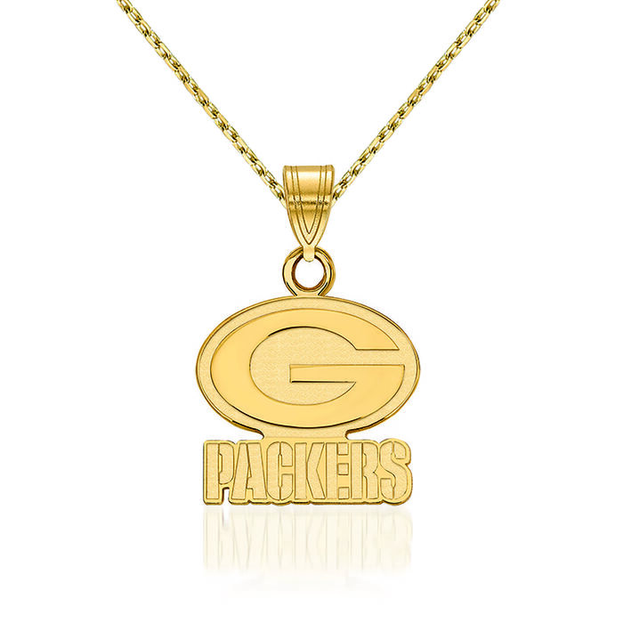 14kt Yellow Gold NFL Green Bay Packers Pendant Necklace. 18&quot;