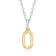 Sterling Silver and 14kt Yellow Gold Oval Pendant Necklace