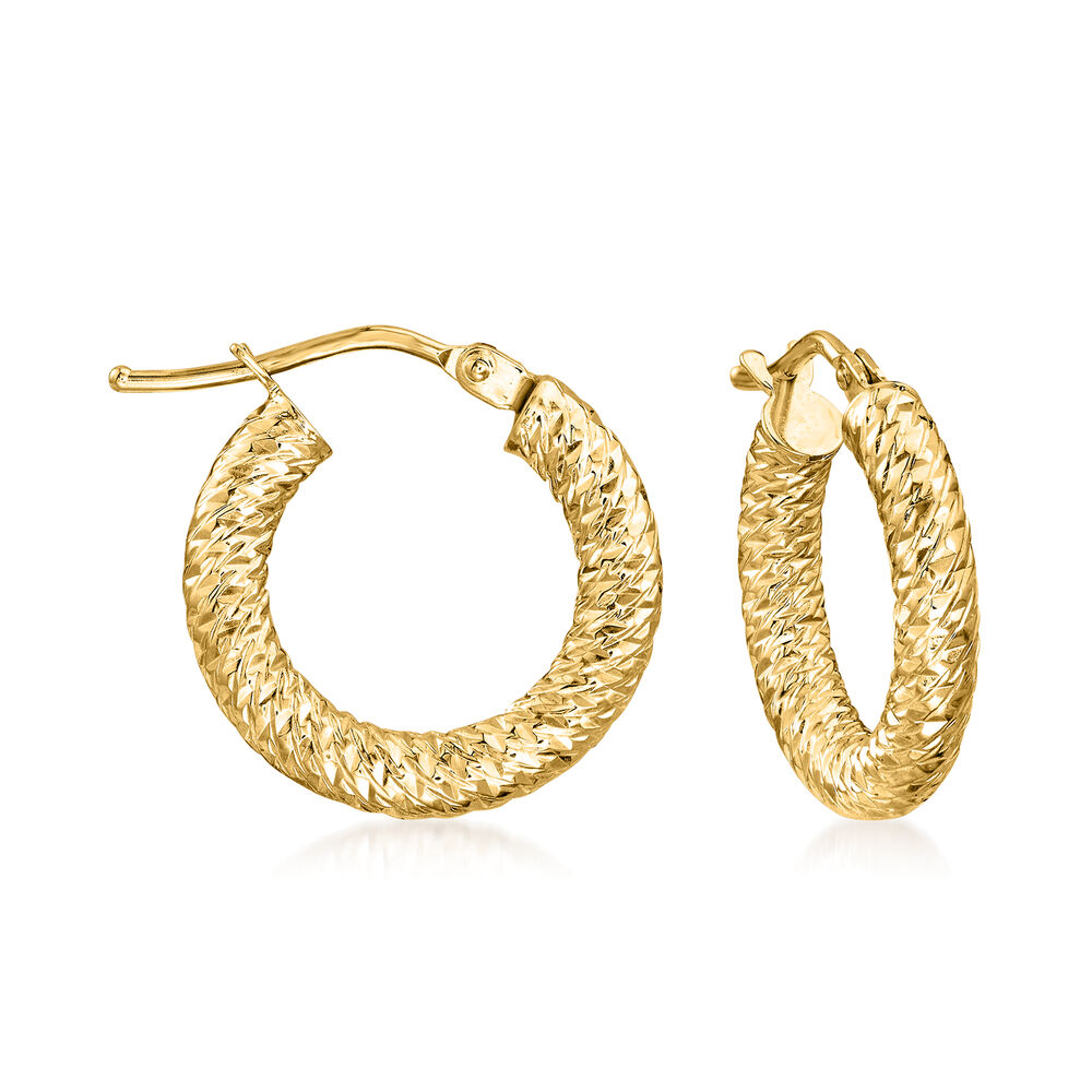 Italian 14kt Yellow Gold Diamond-Cut Hoop Earrings. 5/8