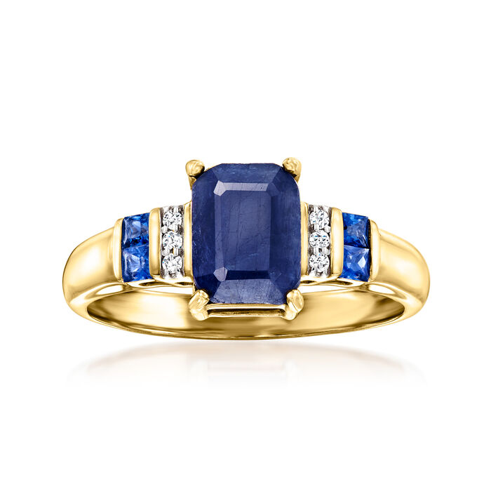 2.10 ct. t.w. Sapphire Ring with Diamond Accents in 14kt Yellow Gold