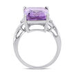 5.75 Carat Emerald-Cut Amethyst Ring with White Topaz Accents in Sterling Silver