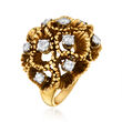 C. 1970 Vintage 1.10 ct. t.w. Diamond Flower Ring in 14kt Yellow Gold and 18kt Yellow Gold