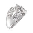 C. 1990 Vintage 1.00 ct. t.w. Baguette and Round Diamond Ring in 14kt White Gold