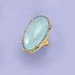 Aqua Chalcedony and .70 ct. t.w. Blue and White Topaz Ring in 18kt Gold Over Sterling