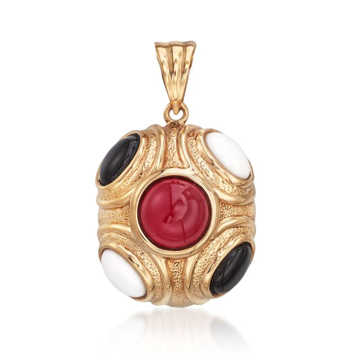 Multicolored Agate and Black Onyx Pendant in 14kt Yellow Gold