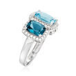 2.90 ct. t.w. London Blue Topaz, 2.00 Carat Aquamarine and .44 ct. t.w. Diamond Ring in 14kt White Gold
