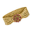 C. 1950 Vintage 1.05 ct. t.w. Ruby Multi-Row Bracelet in 18kt Yellow Gold