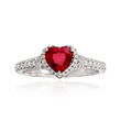 1.00 Carat Ruby and .25 ct. t.w. Diamond Heart Ring in 14kt White Gold