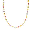 19.50 ct. t.w. Multi-Gemstone Station Necklace in 14kt Yellow Gold