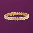 1.00 ct. t.w. Diamond Three-Row Marquise Bracelet in 14kt Gold Over Sterling