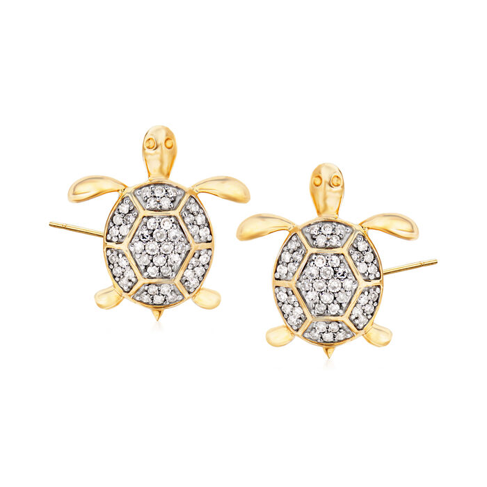 .15 ct. t.w. Diamond Turtle Stud Earrings in 14kt Yellow Gold