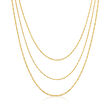 Italian 18kt Gold Over Sterling Three-Strand Singapore-Chain Necklace