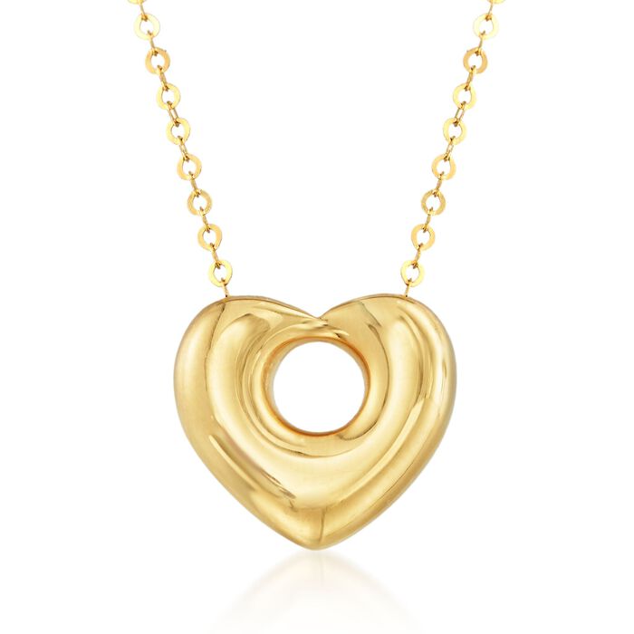 Italian 18kt Yellow Gold Pierced Heart Necklace