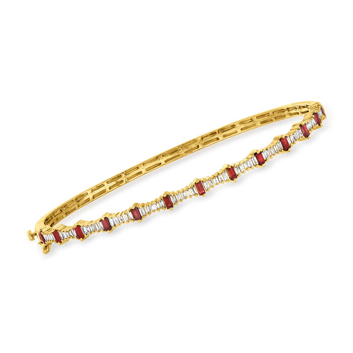 .60 ct. t.w. Ruby and .36 ct. t.w. Diamond Bangle Bracelet in 14kt Yellow Gold