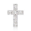 .57 ct. t.w. Round and Baguette Diamond Cross Pendant in 14kt White Gold