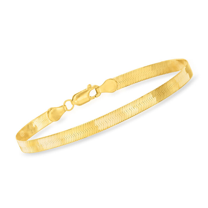 5mm 14kt Yellow Gold Herringbone Bracelet