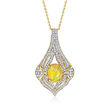 Ethiopian Opal and .90 ct. t.w. White Zircon Pendant Necklace in 18kt Gold Over Sterling