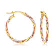 Italian 14kt Tri-Colored Gold Hoop Earrings