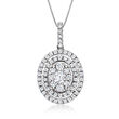 1.00 ct. t.w. Diamond Cluster Oval-Shaped Pendant Necklace in 14kt White Gold