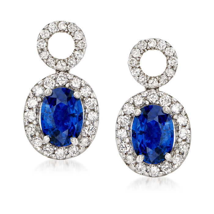 C. 1990 Vintage 1.50 ct. t.w. Sapphire and .70 ct. t.w. Drop Earrings in 18kt White Gold