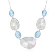 Mother-Of-Pearl and 12.00 ct. t.w. Sky Blue Topaz Necklace in Sterling Silver