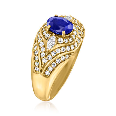 1.10 Carat Sapphire and .59 ct. t.w. Diamond Ring in 18kt Yellow Gold
