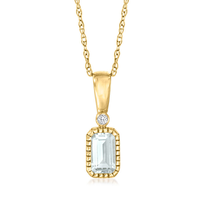 .20 Carat Aquamarine Pendant Necklace with Diamond Accent in 14kt Yellow Gold