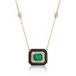 1.00 Carat Emerald and Black Onyx Necklace with .17 ct. t.w. Diamonds in 18kt Yellow Gold